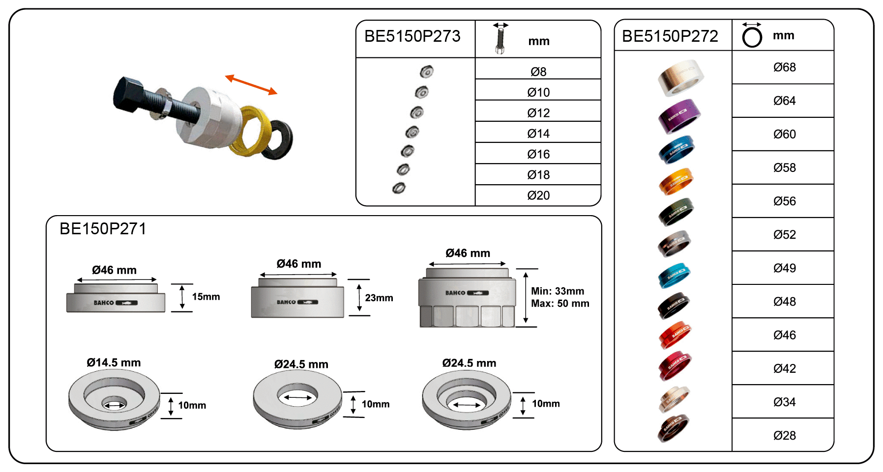 Crankshaft and camshaft seal installation set